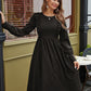 Solid Ruffle Trim Midi A-line Dress