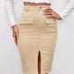 Split Hem Pocket Patched Denim Skirt