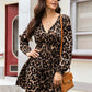 Leopard Print Ruffle Hem Surplice Dress