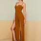 Sweetheart High Split Front Solid Cami Jumpsuit