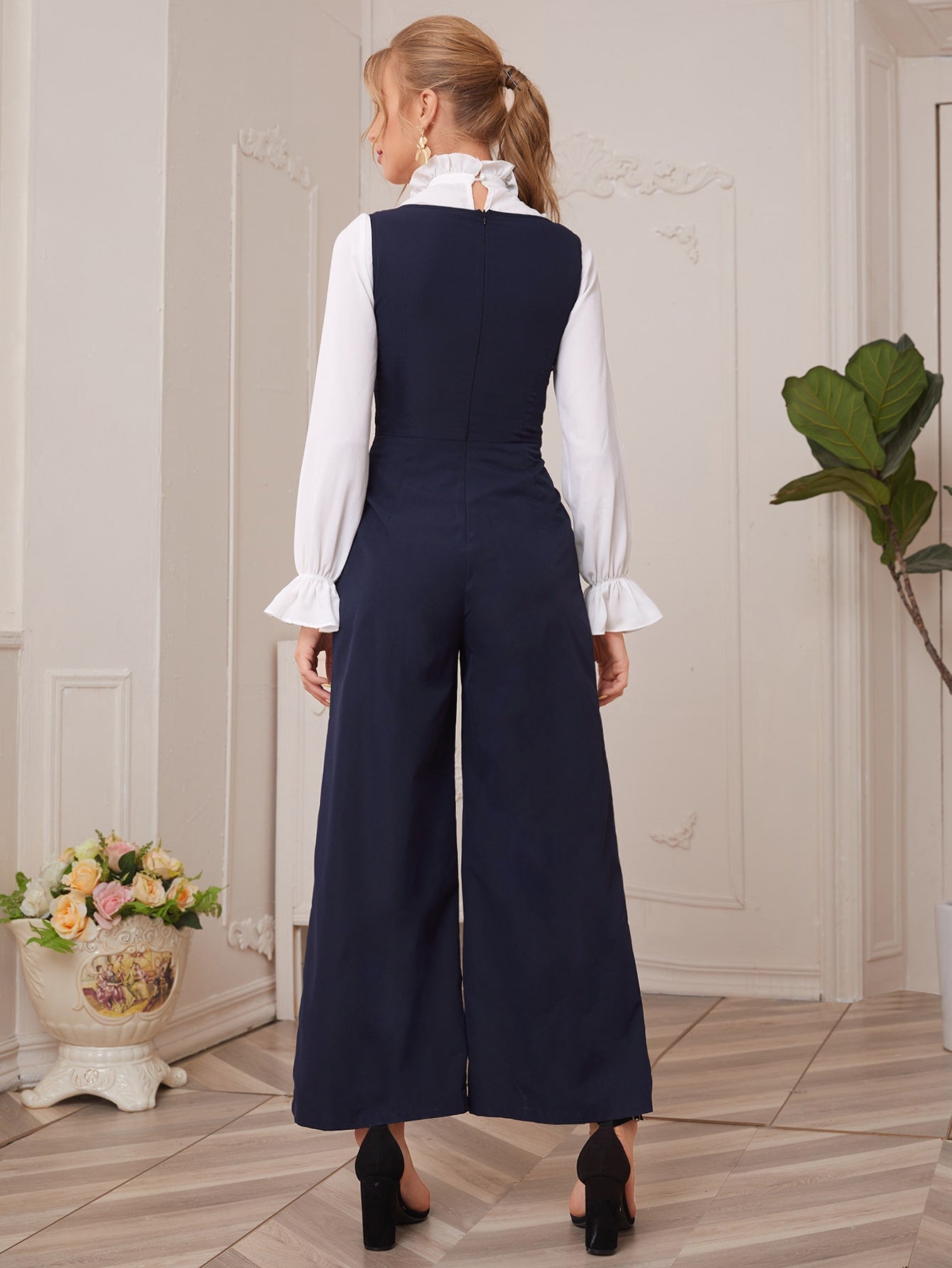 Wide leg 2025 pinafore jumpsuit