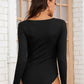 Solid Knot Rib-Knit Skinny Bodysuit