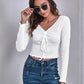Ruched Knot Front Rib-knit Crop Tee