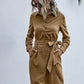 Solid Half Button Belted Shirt Dress