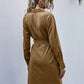 Solid Half Button Belted Shirt Dress