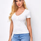 Press Buttoned Front Rib-knit Tee