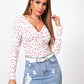 Ruched Knot Front Rib-knit Crop Tee