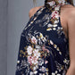 Tie Back Floral Print Halter Dress