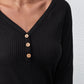 Button Half Placket Waffle Knit Tee