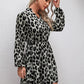 Allover Print Notch Neck Belted A-line Dress
