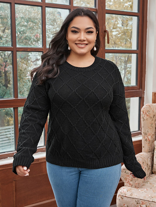 Plus Cable Knit Drop Shoulder Sweater