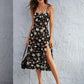 Floral Print Tie Shoulder High Split Hem Bustier Cami Dress