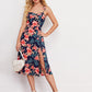 Floral Print Tie Shoulder High Split Hem Bustier Cami Dress