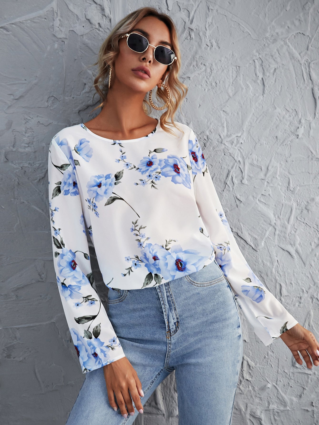Floral Print Fitted Top