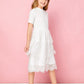 Girls Layered Eyelash Lace Ruffle Hem Dress