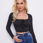 Tie Front Ruched Bust Polka Dot Tee