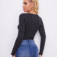Tie Front Ruched Bust Polka Dot Tee