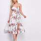 Floral Print Tie Shoulder High Split Hem Bustier Cami Dress