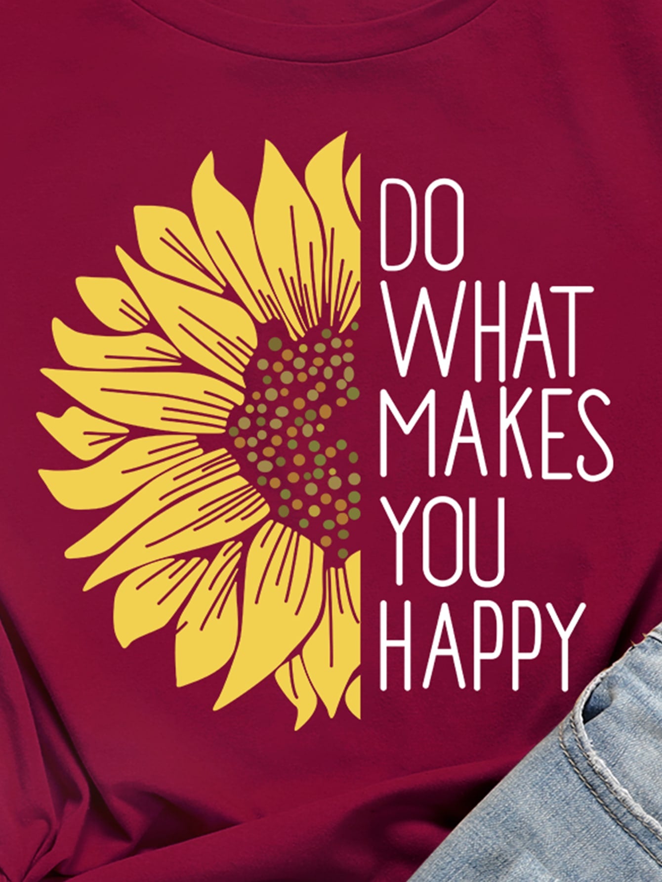 Slogan And Sunflower Print Tee