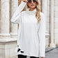 Drop Shoulder Cowl Neck Ripped Tee