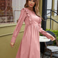 Solid Ruffle Trim Midi A-line Dress