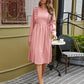Solid Ruffle Trim Midi A-line Dress