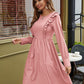 Solid Ruffle Trim Midi A-line Dress