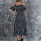 Allover Print Cold Shoulder Belted Dress