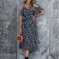 Allover Print Cold Shoulder Belted Dress