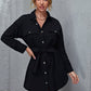Single Breasted Flap Pocket Belted Shirt Dress