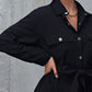 Single Breasted Flap Pocket Belted Shirt Dress