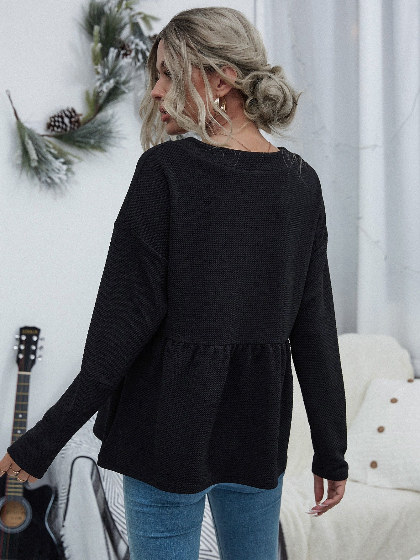 Drop Shoulder Peplum Tee