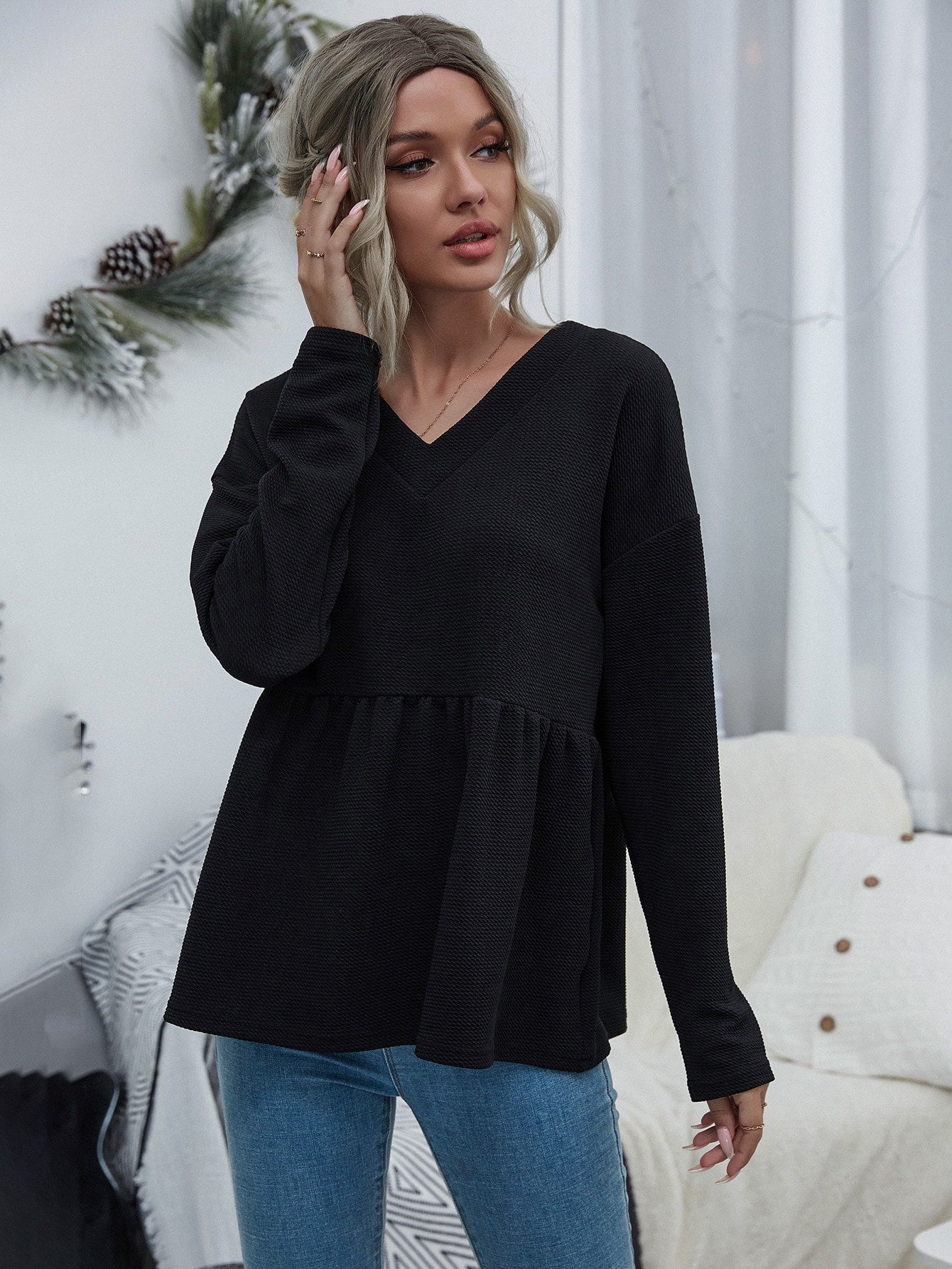 Drop Shoulder Peplum Tee