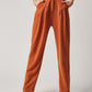 Zipper Fly Fold Pleated Solid Tailored Pants