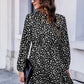 Keyhole Back Frill Neck Dalmatian Dress