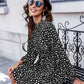Keyhole Back Frill Neck Dalmatian Dress
