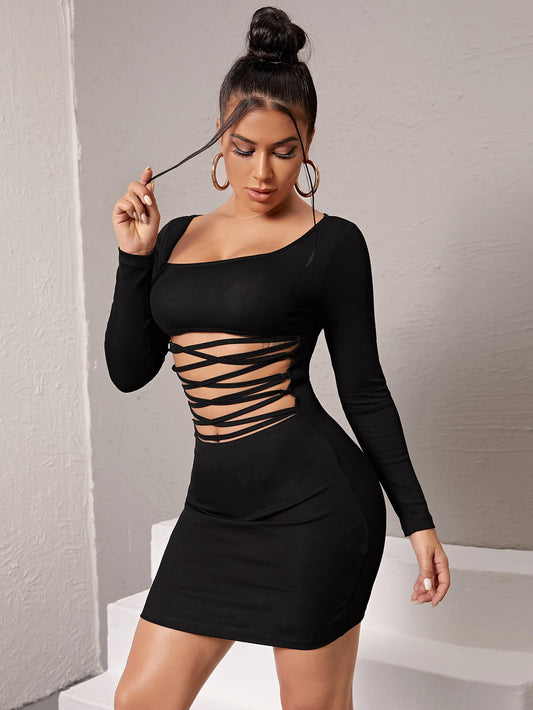 Cutout Crisscross Front Bodycon Dress