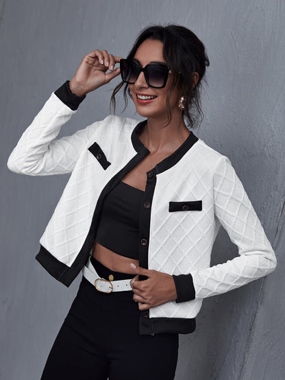 Single Breasted Contrast Trim Jacket