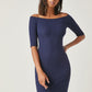 Off Shoulder Solid Bodycon Dress