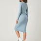 Scoop Neck Solid Long Sleeve Bodycon Dress