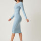 Scoop Neck Solid Long Sleeve Bodycon Dress