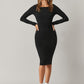 Scoop Neck Solid Long Sleeve Bodycon Dress