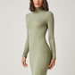 High Neck Solid Bodycon Dress