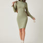 High Neck Solid Bodycon Dress