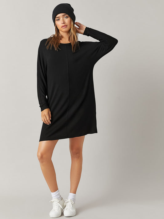 Round Neck Batwing Sleeve Tee Dress