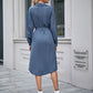 Bishop Sleeve Self Belted Dress