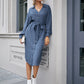 Bishop Sleeve Self Belted Dress