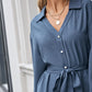 Bishop Sleeve Self Belted Dress