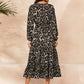 Leopard Surplice Front Ruffle Hem Flowy Dress