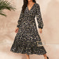 Leopard Surplice Front Ruffle Hem Flowy Dress